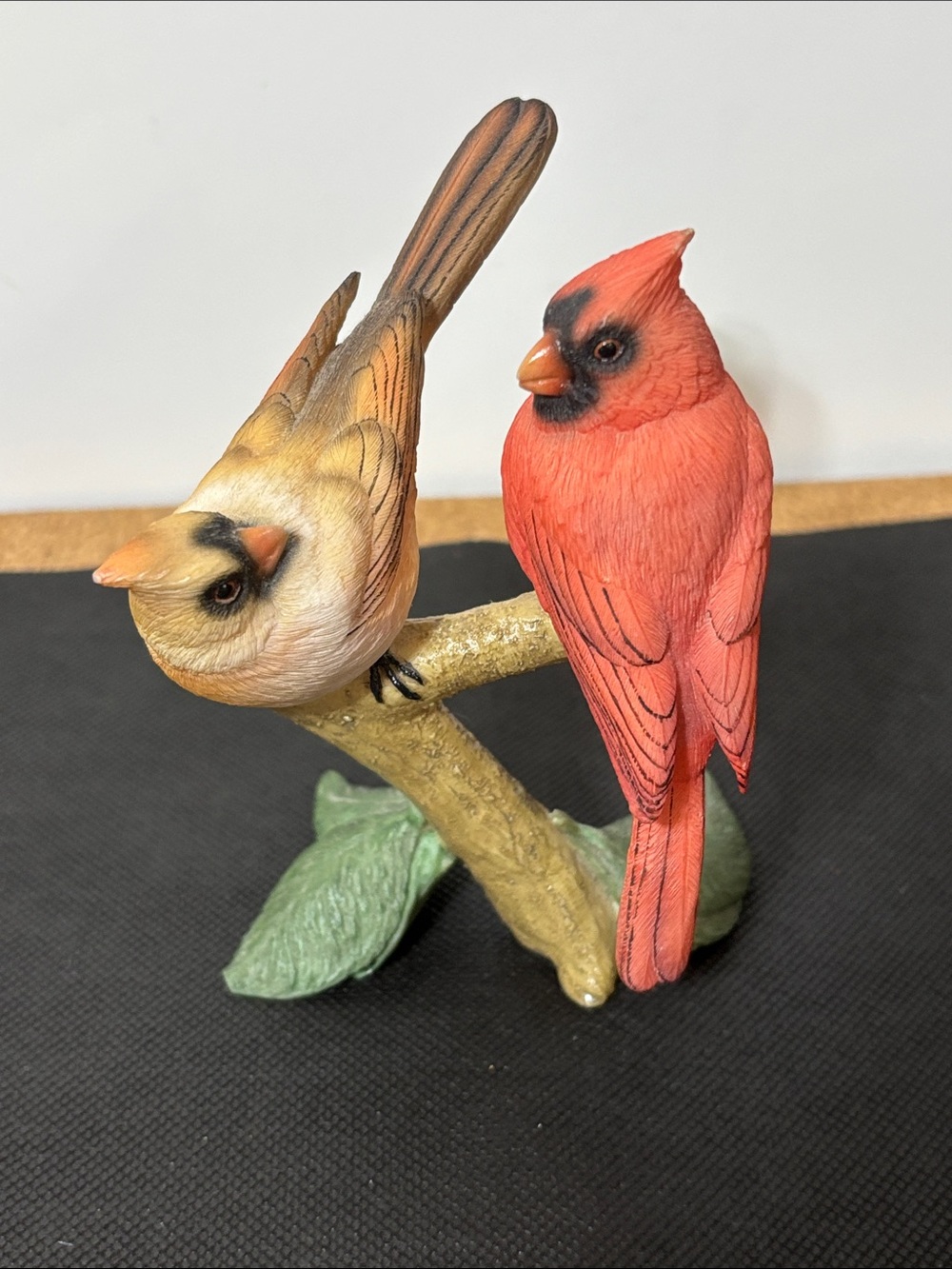 Red Tan Cardinal Bird Figurine Decor Bird Display 5” Vintage Tianner